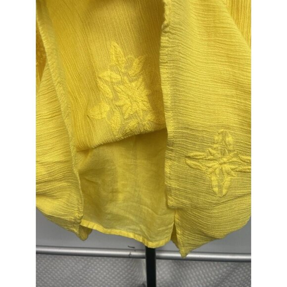 Zara Yellow Gauze Sleeveless Floral Embroidered Mini Tunic Dress Size M - Picture 5 of 8